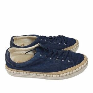Sam Edelman kavi Denim espadrille Platform Wedge sneaker shoe navy blue Size 9.5